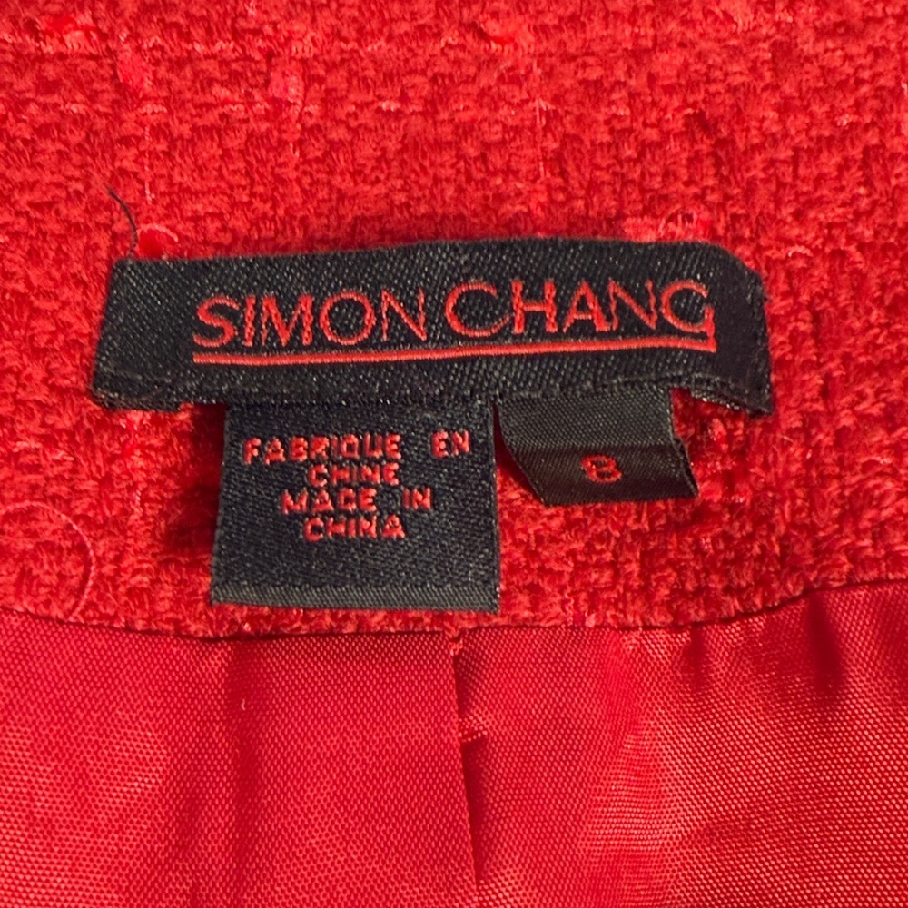 Simon Chang Red Tweed Blazer - Picture 2 of 8
